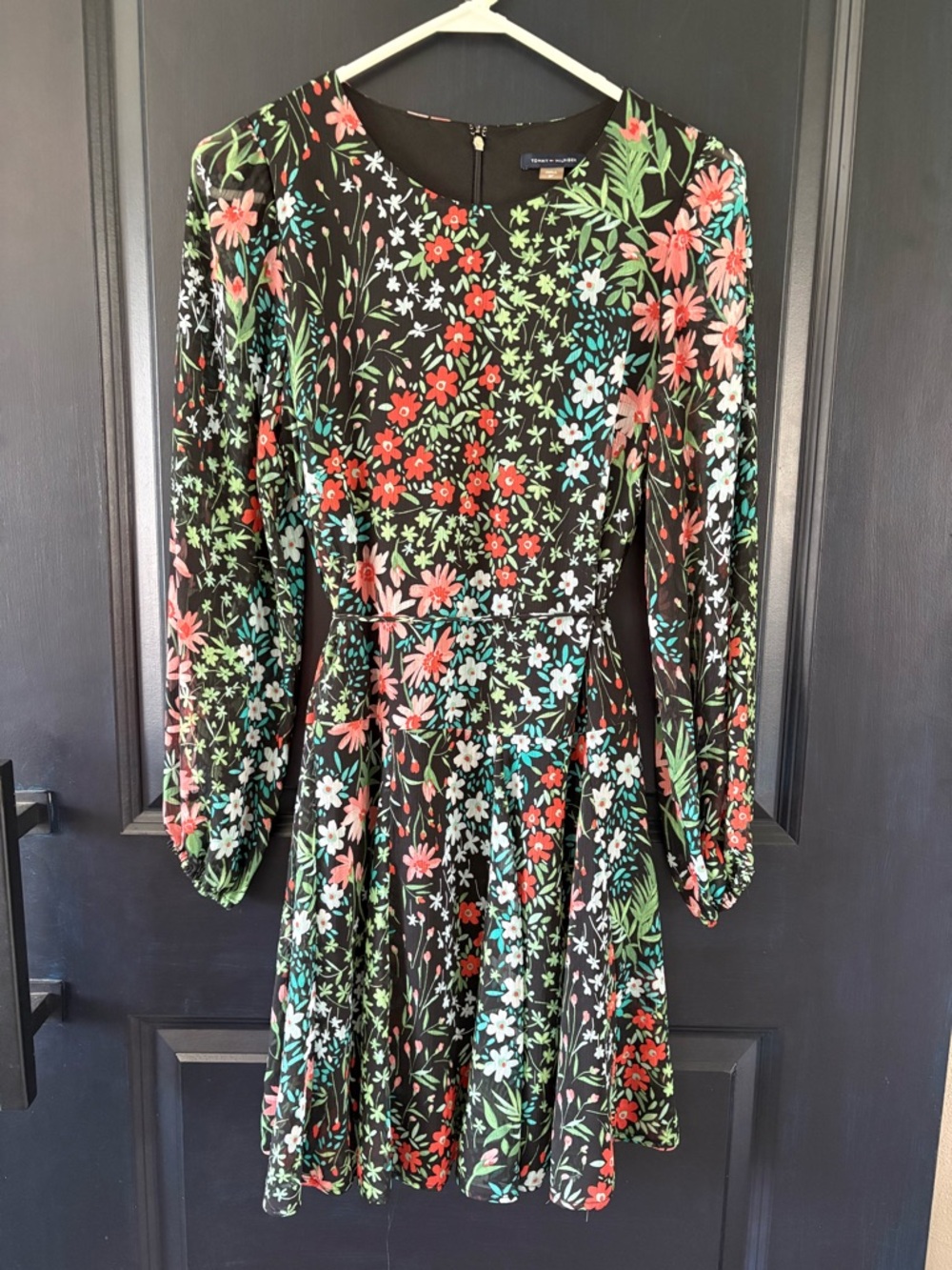 Tommy Hilfiger Sheer Lined Colorful Floral Dress 8P